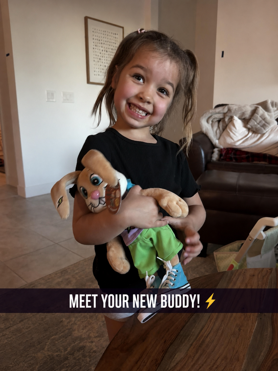 Kennedy hugging OG Bunny for the first time